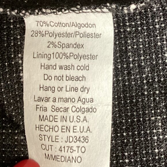 Faux Wrap Mini Dress M Black White "Tweed" pattern by Dainty Hooligan 172C - Picture 8 of 8